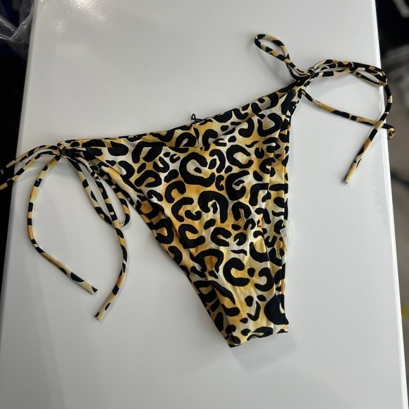NWT Bond-Eye Golden Leopard Print Cheeky Tie Side Bikini Bottom Sz M - Picture 6 of 9